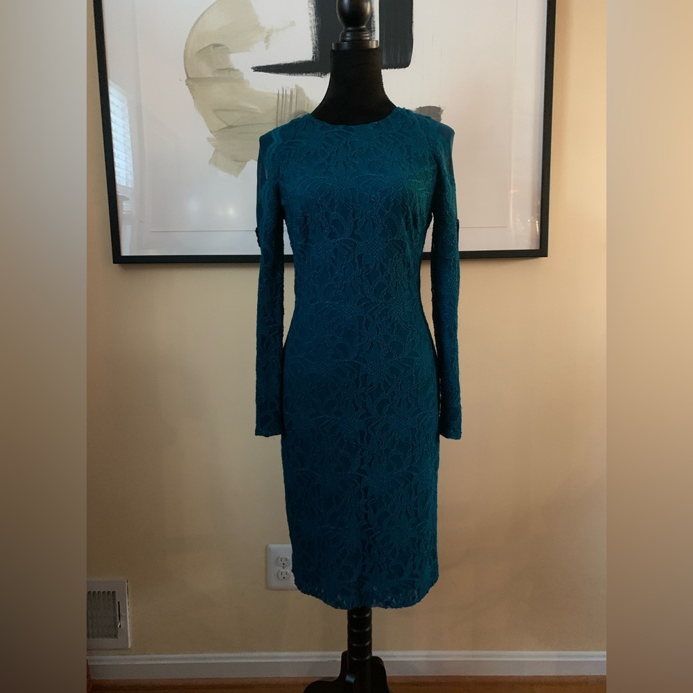 LAUREN Ralph Lauren Teal Lace LS Dress Sz 6
